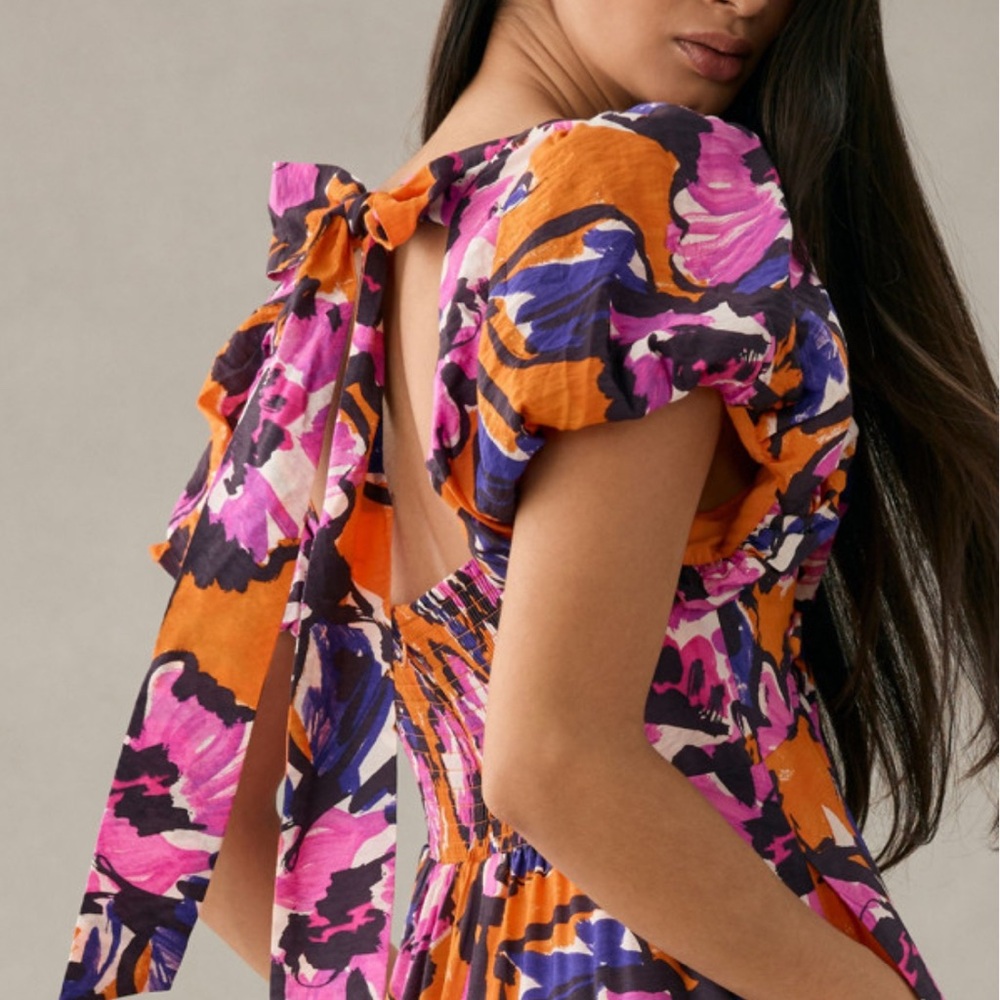 Anthropologie Vibrant Floral Midi Dress - Picture 3 of 12